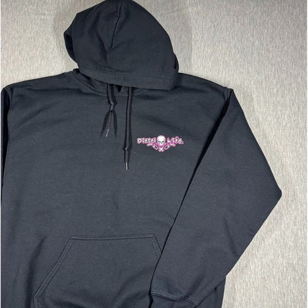 Diesel Life Graphic Hoodie Black Skull Engine Print Men's Medium - Picture 2 of 8